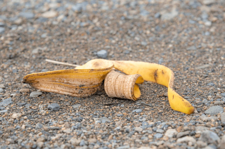 Banana peel on the road