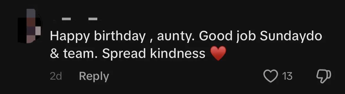 KL Bakery Staff Throws Surprise For Aunty Who Celebrated Birthday All By Herself comment 1