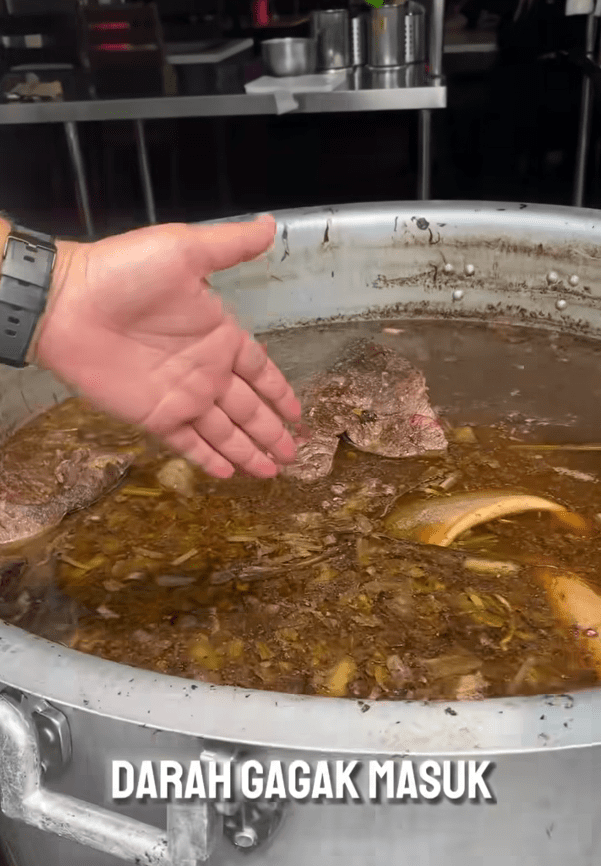 Blood spread inside the soup