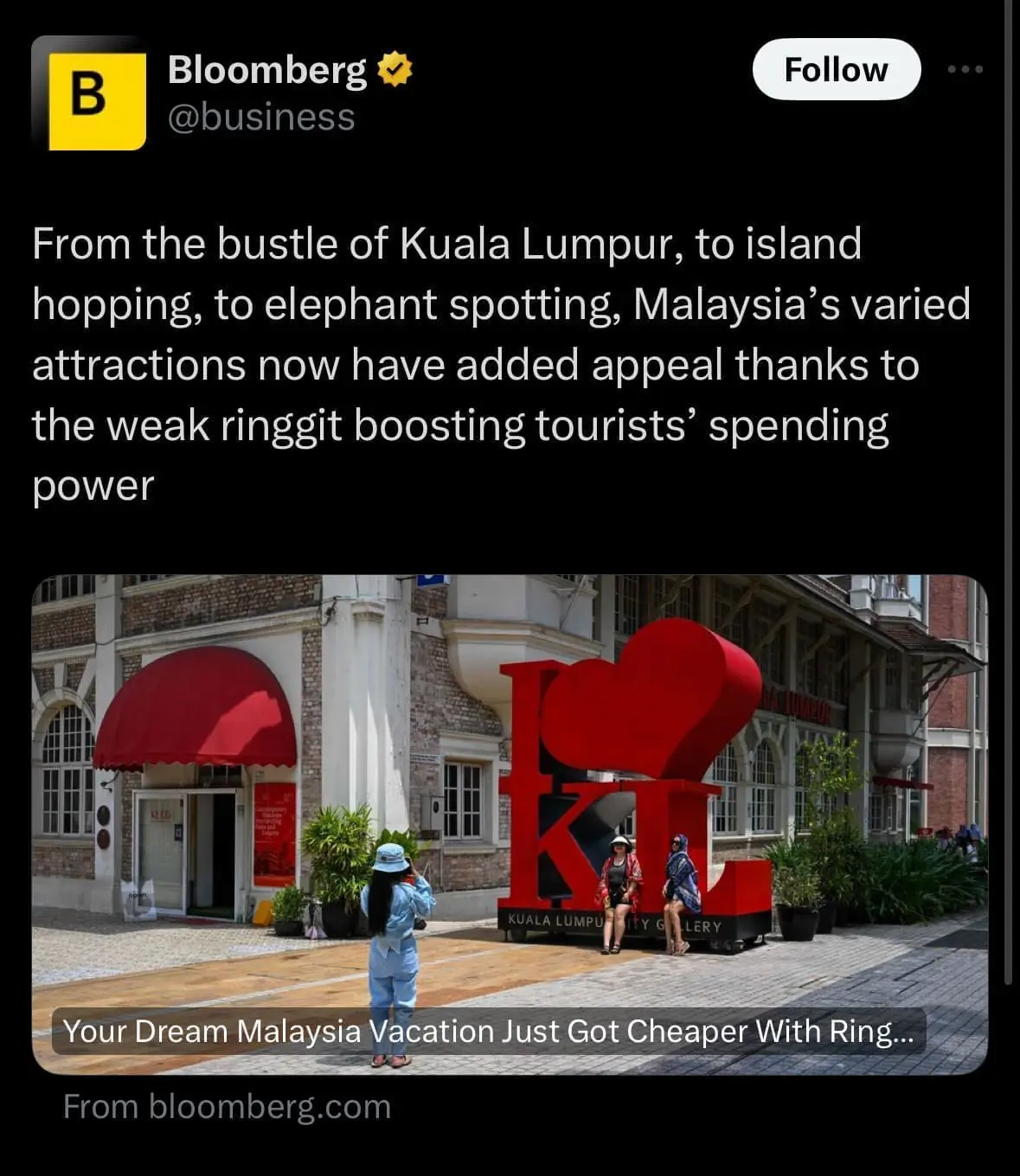 Bloomberg comment about Malaysia