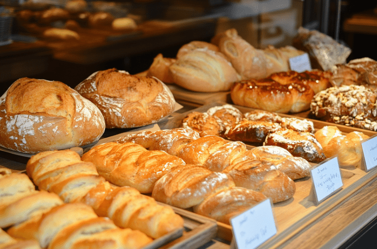Bread being sold at a bakery