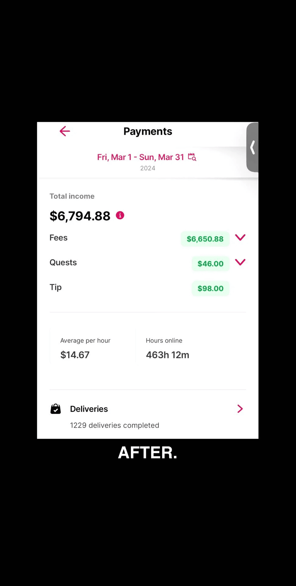 Bryan's earnings in Mar