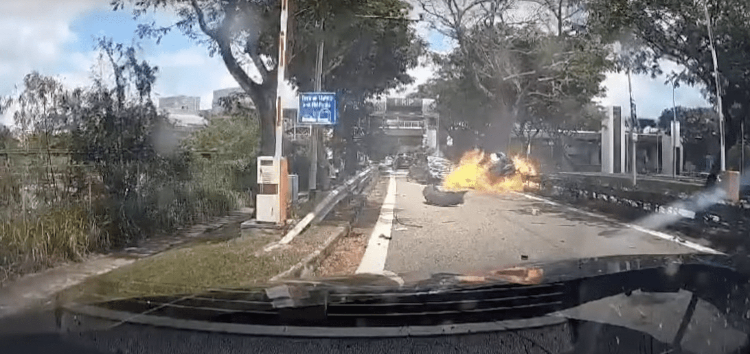 Car bursts into flame