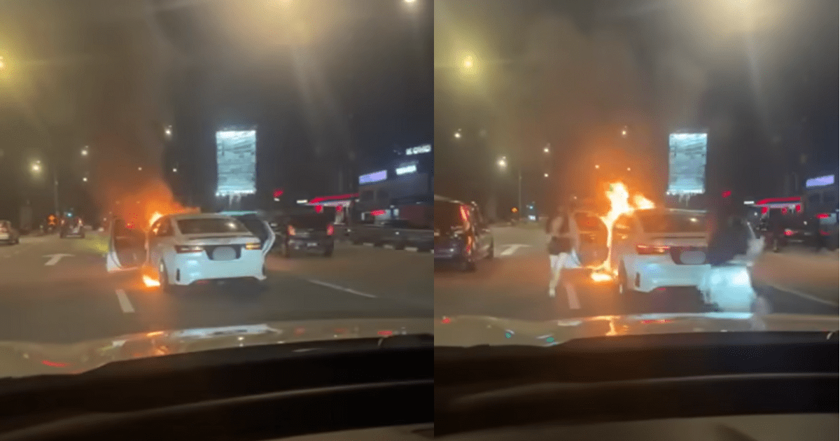 Car catches fire
