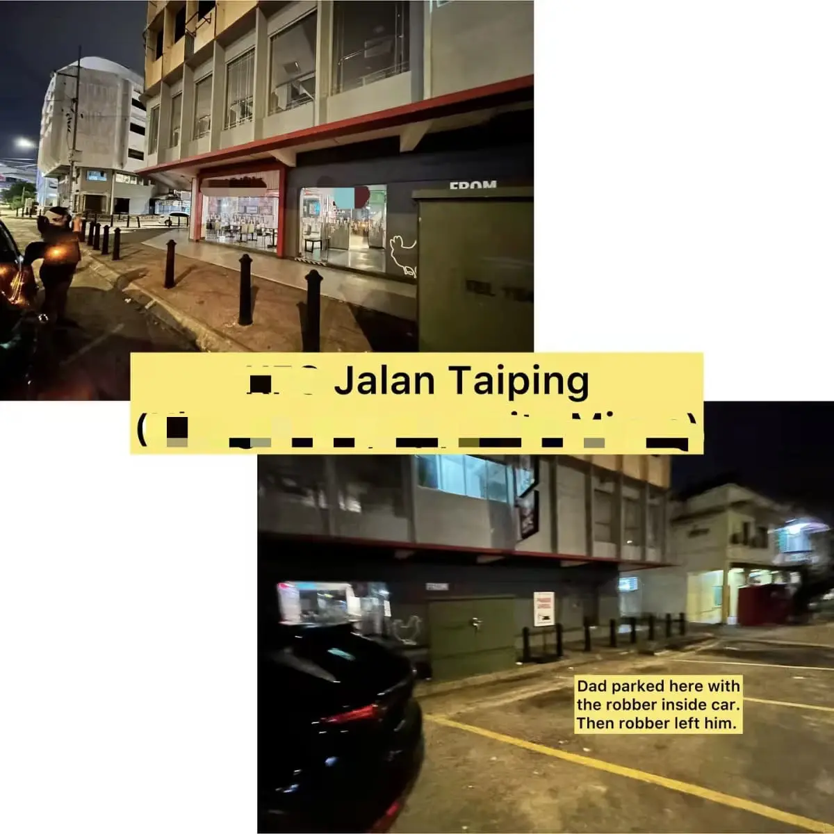 Car park where robber left old M'sian man