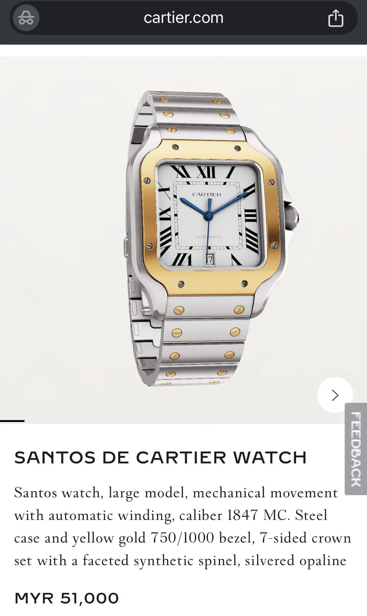 cartier watch RM51K