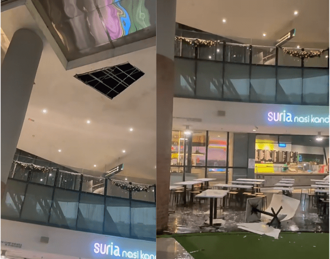 Ceiling collapses inside mall at Bangsar