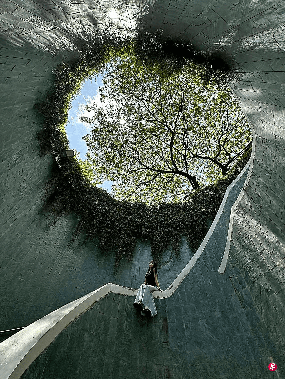 China tourist at Fort Canning Tree Tunnel