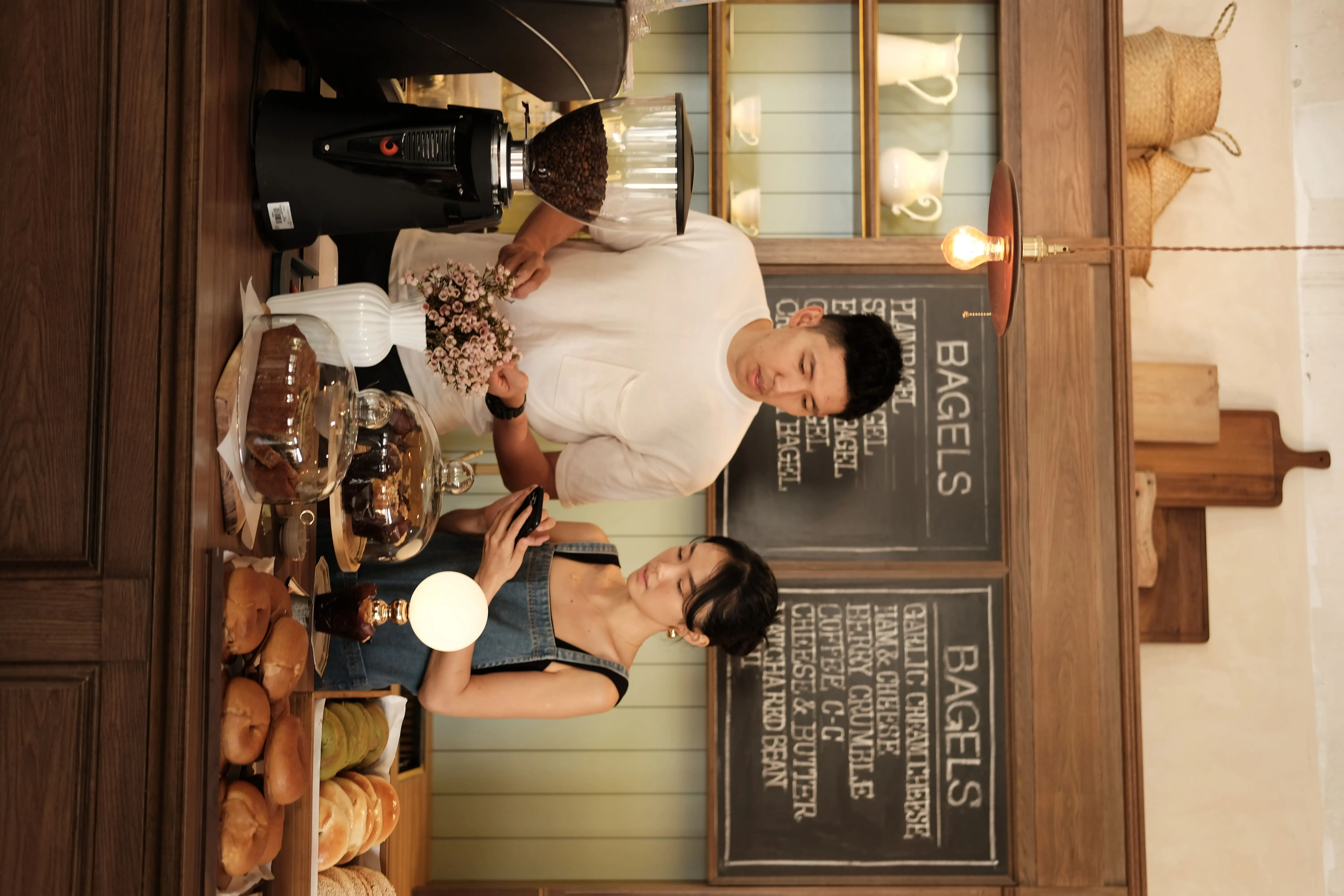 Claire working with her husband