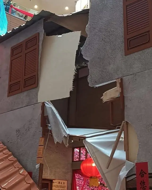 CNY decor damaged at Penang mall