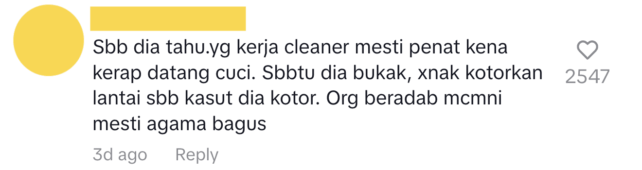 Comment about foreign worker removes shoes at KTM_01