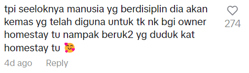 Comment on homestay cleaning debate video Screenshot 2024-12-20 112329 (3)