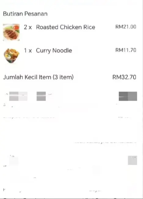 Correct chicken rice order