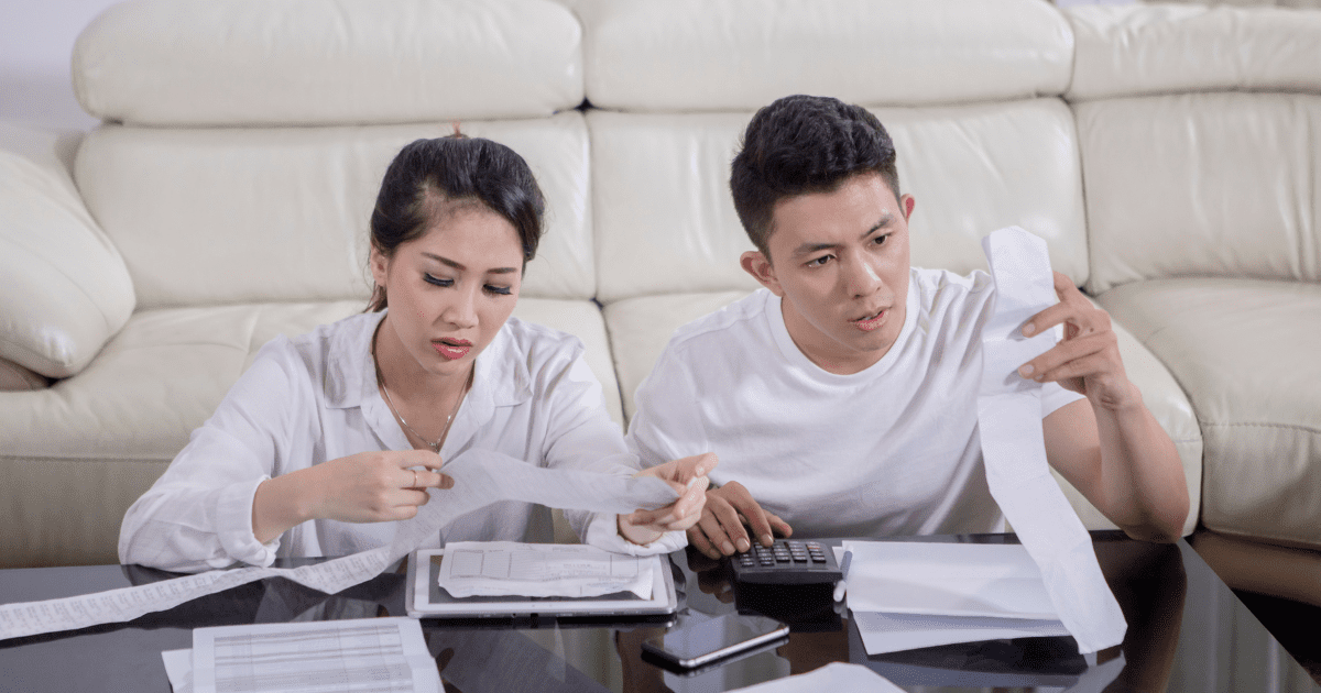 couple checking their bills