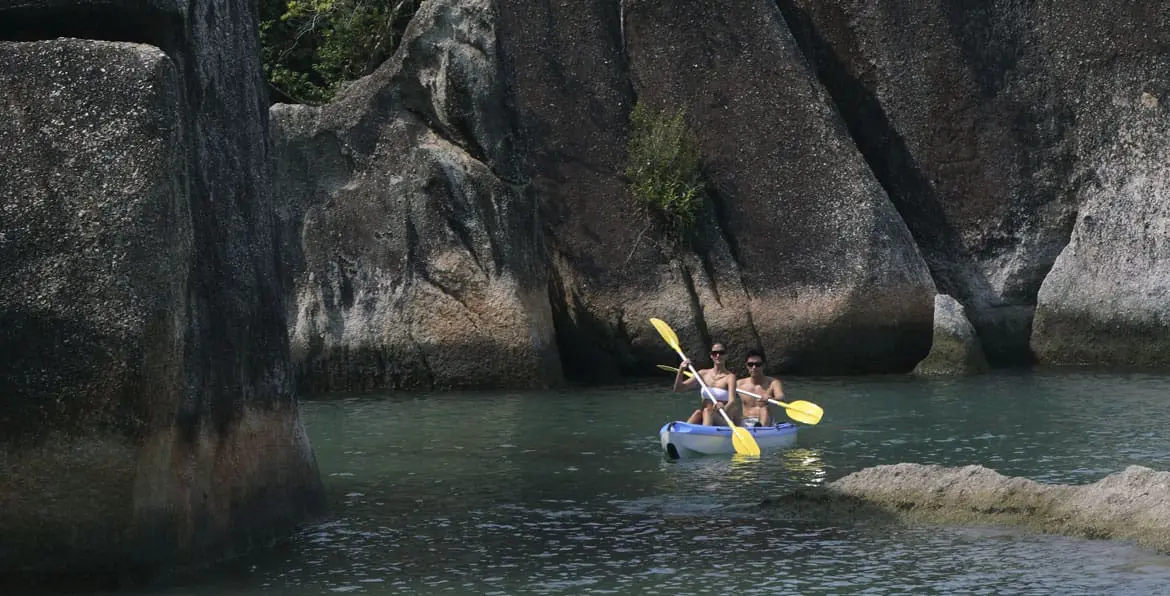 couple doing kayak activity at pangkor island