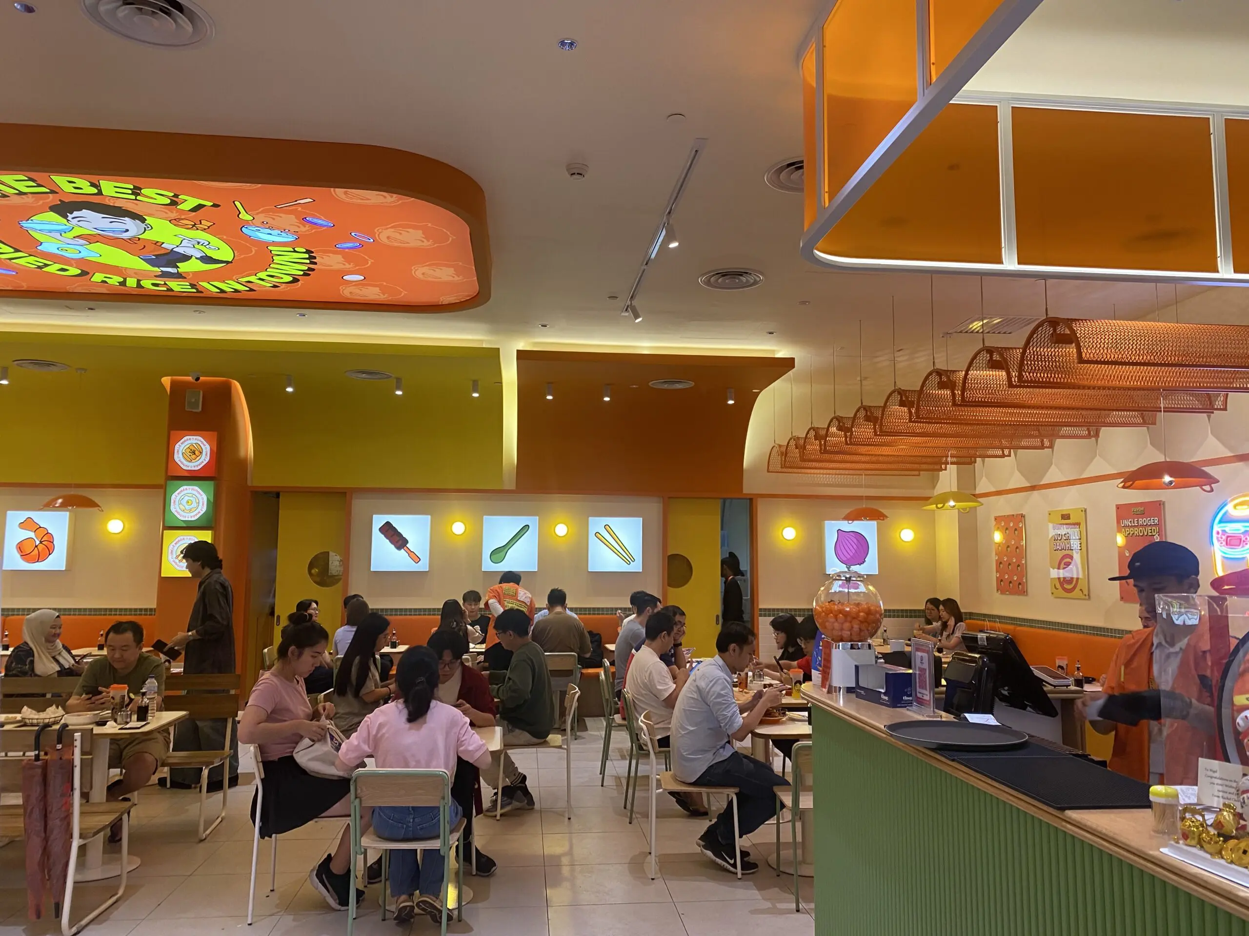 Customers at Uncle Roger's Restaurant