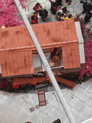 Damaged CNY decor at Gurney Plaza