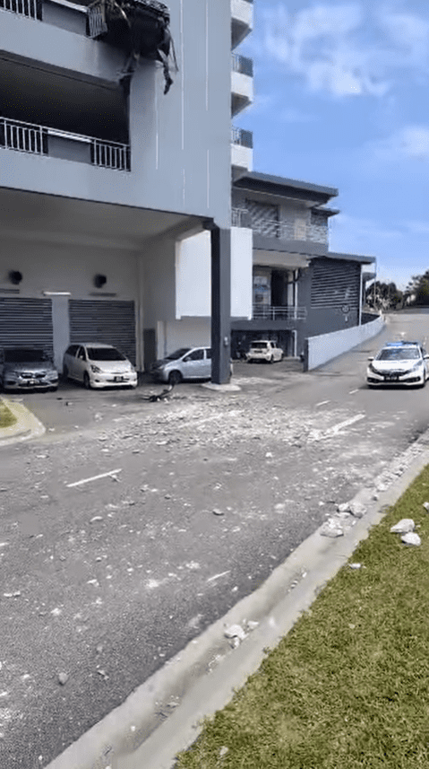 Debris on the road after crash in Serdang