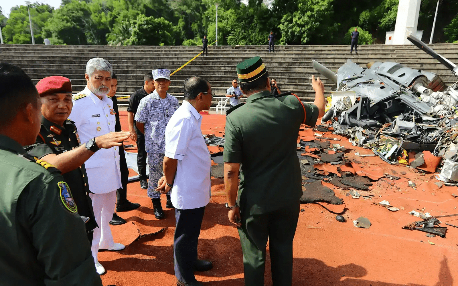 Defense minister Khaled Nordin at Lumut helicopter crash site