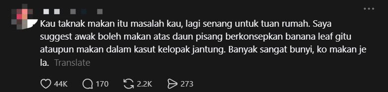 'I'm Not A Cat!' — M'sian Slams Those Who Serve Guests Food On Disposable Plates As ‘Lazy’ comment 1