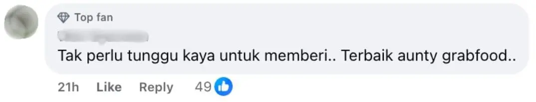 don't need to be rich to give - GrabFood Rider Auntie duit raya