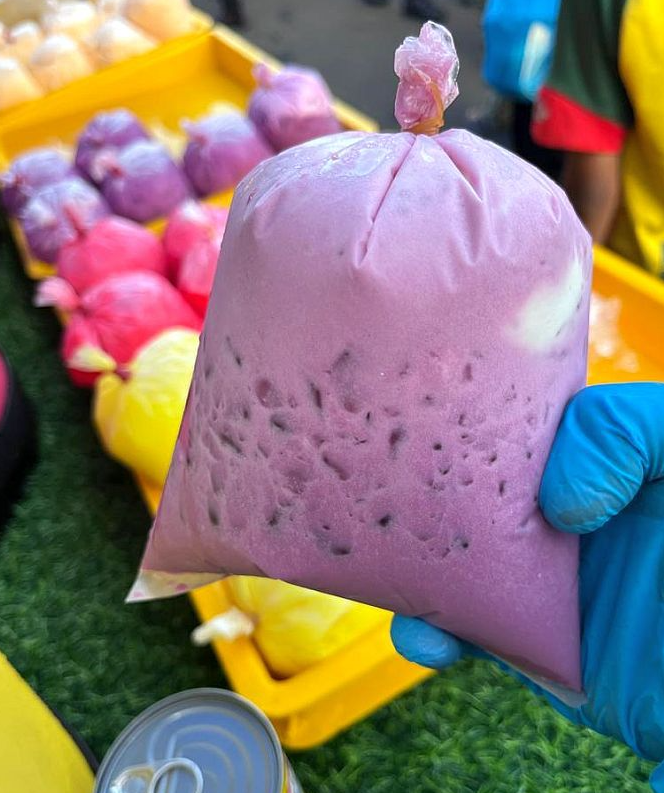 A packet of iced drink