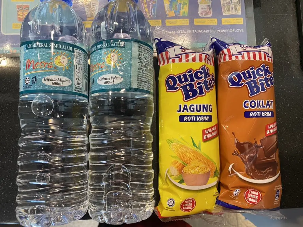 mineral water and bread