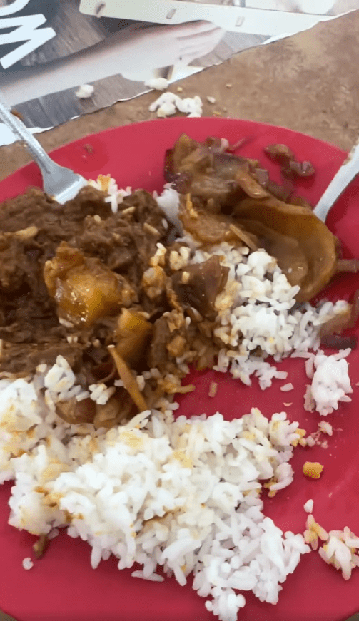 economy rice meal eaten halfway