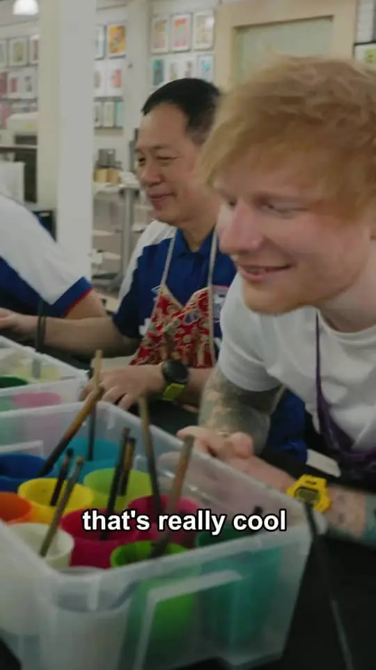 ed sheeran doing batik artwork