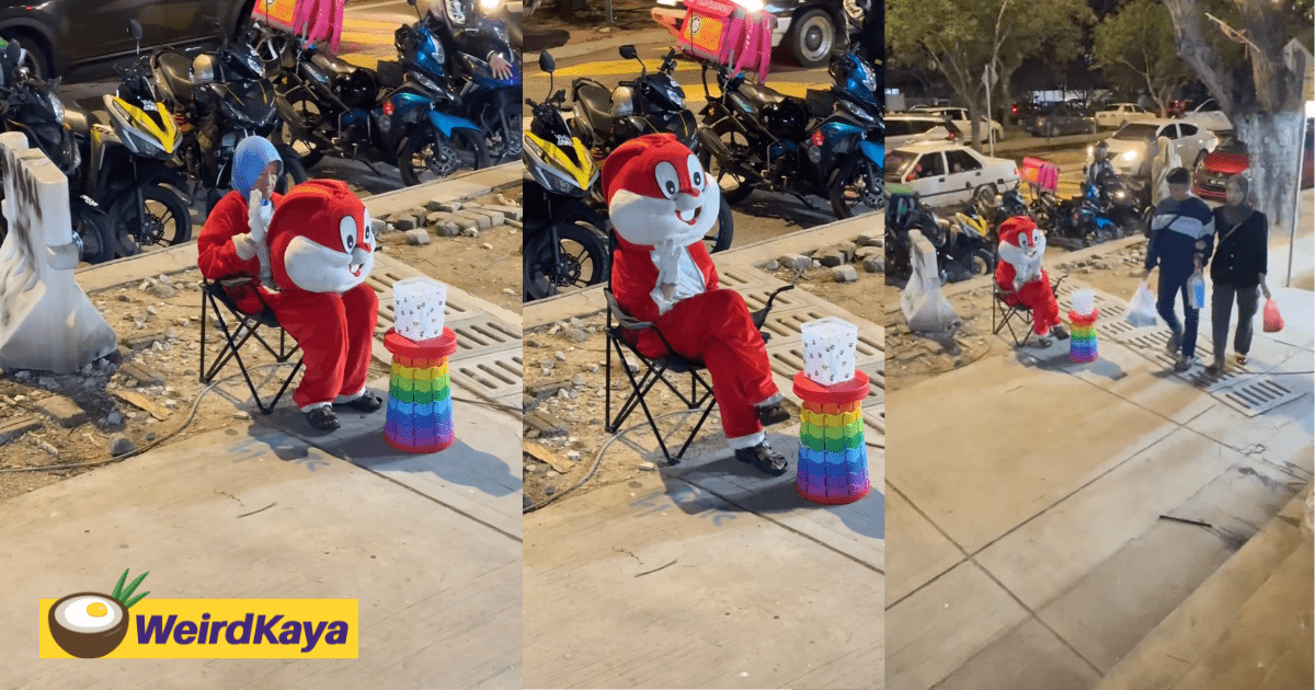 Elderly M'sian Woman Touches Hearts By Working Tirelessly As Rabbit Mascot