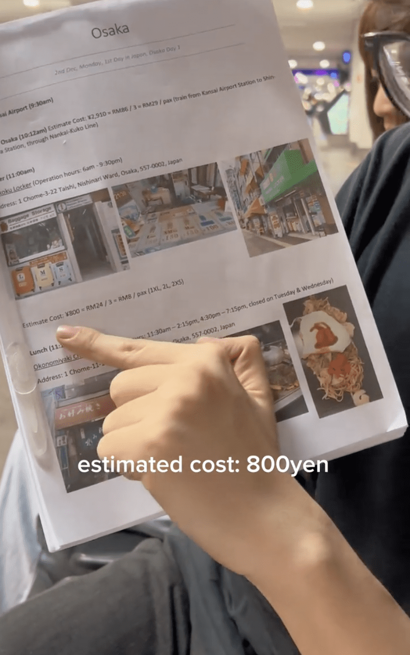 estimated costs for food travelling in Japan