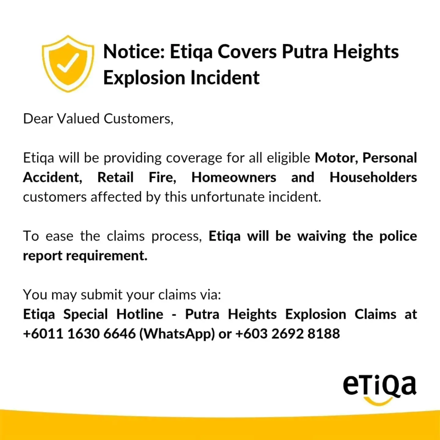 Etiqa gives full coverage to Putra Heights victims