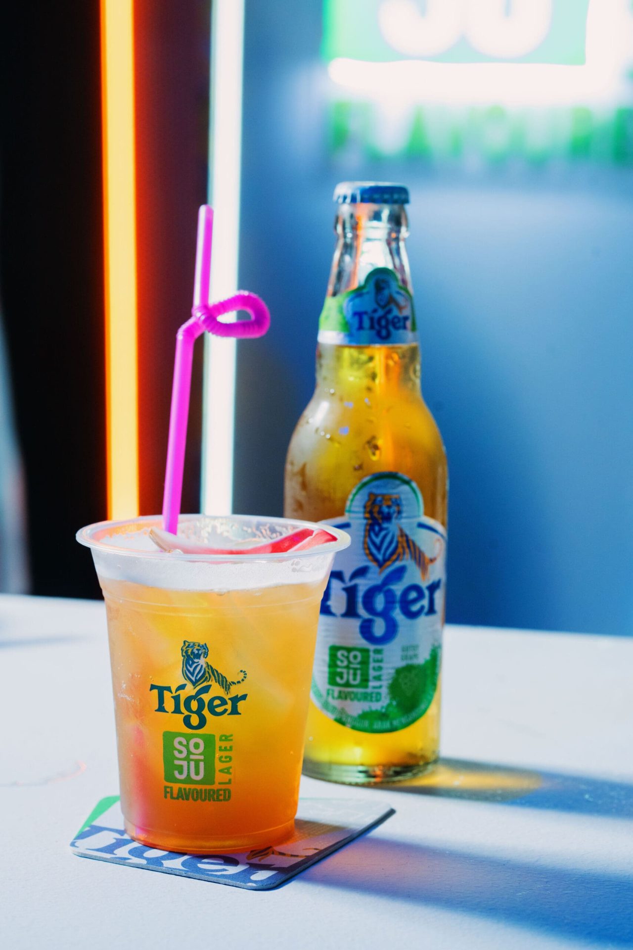 Exclusive Tiger Soju Flavoured Lager cocktail, mixed with omija berry and ginger flower at the launch party