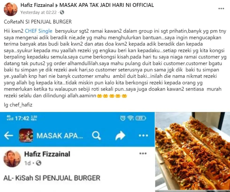 M'sian burger seller offers free meal to two boys who were drinking piped water by the street