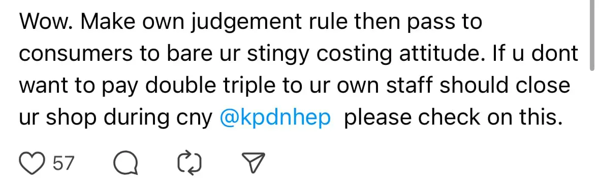 Famed Restaurant service charge comment 02