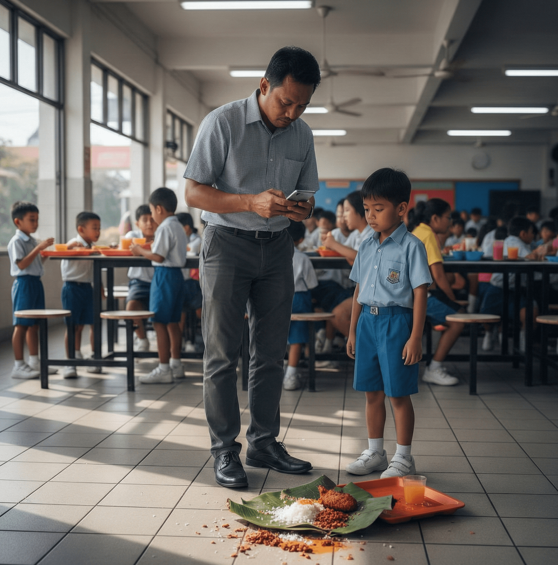 Father knock down student food