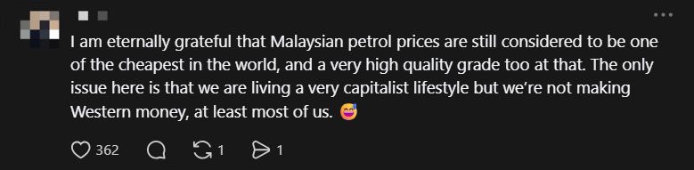 'Your Govt's Doing Something Right' - Filipino Woman Says She's 'Jealous' Of BUDI95 Scheme comment 1