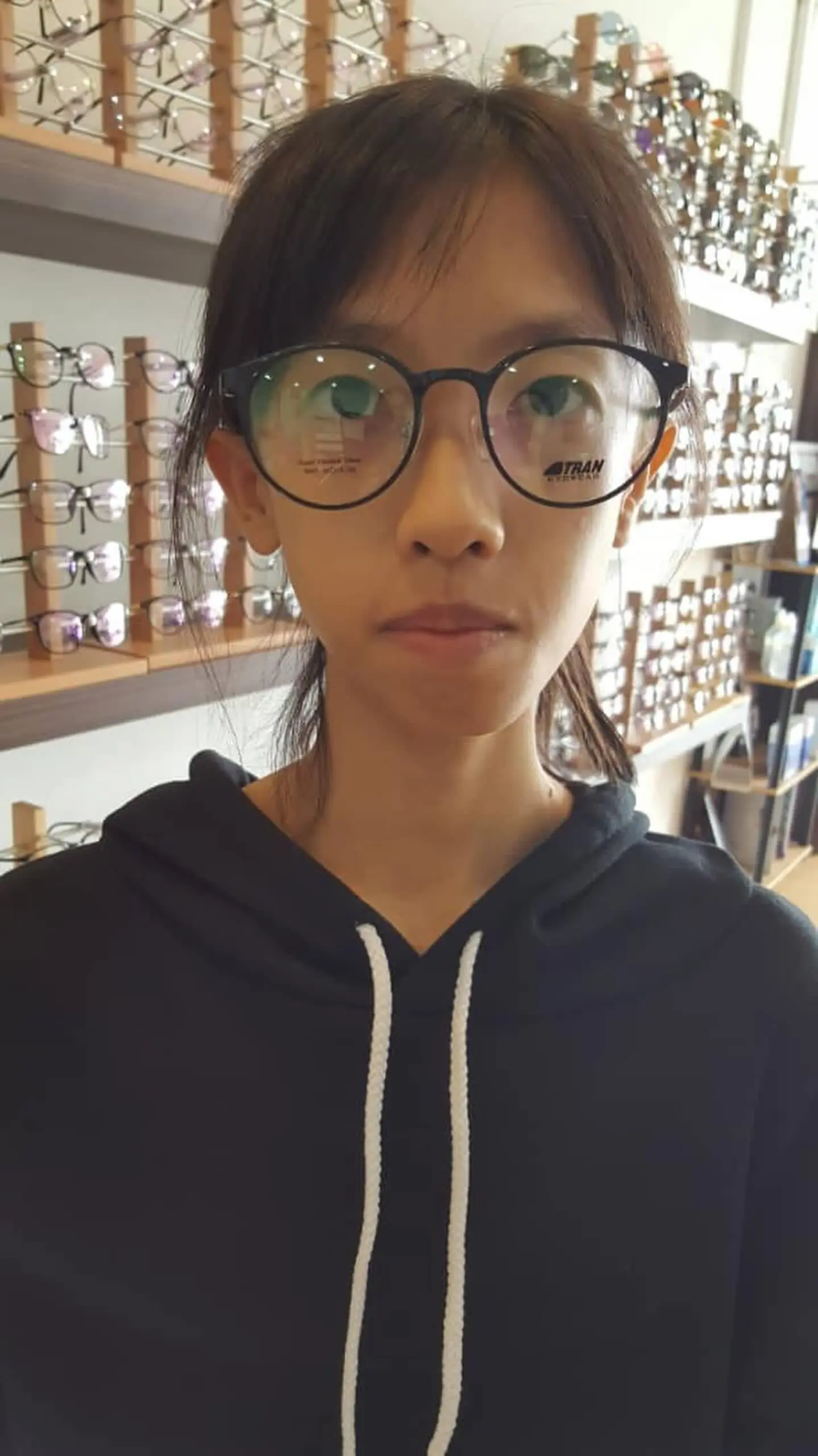 Fion with anorexia trying new specs.JPG