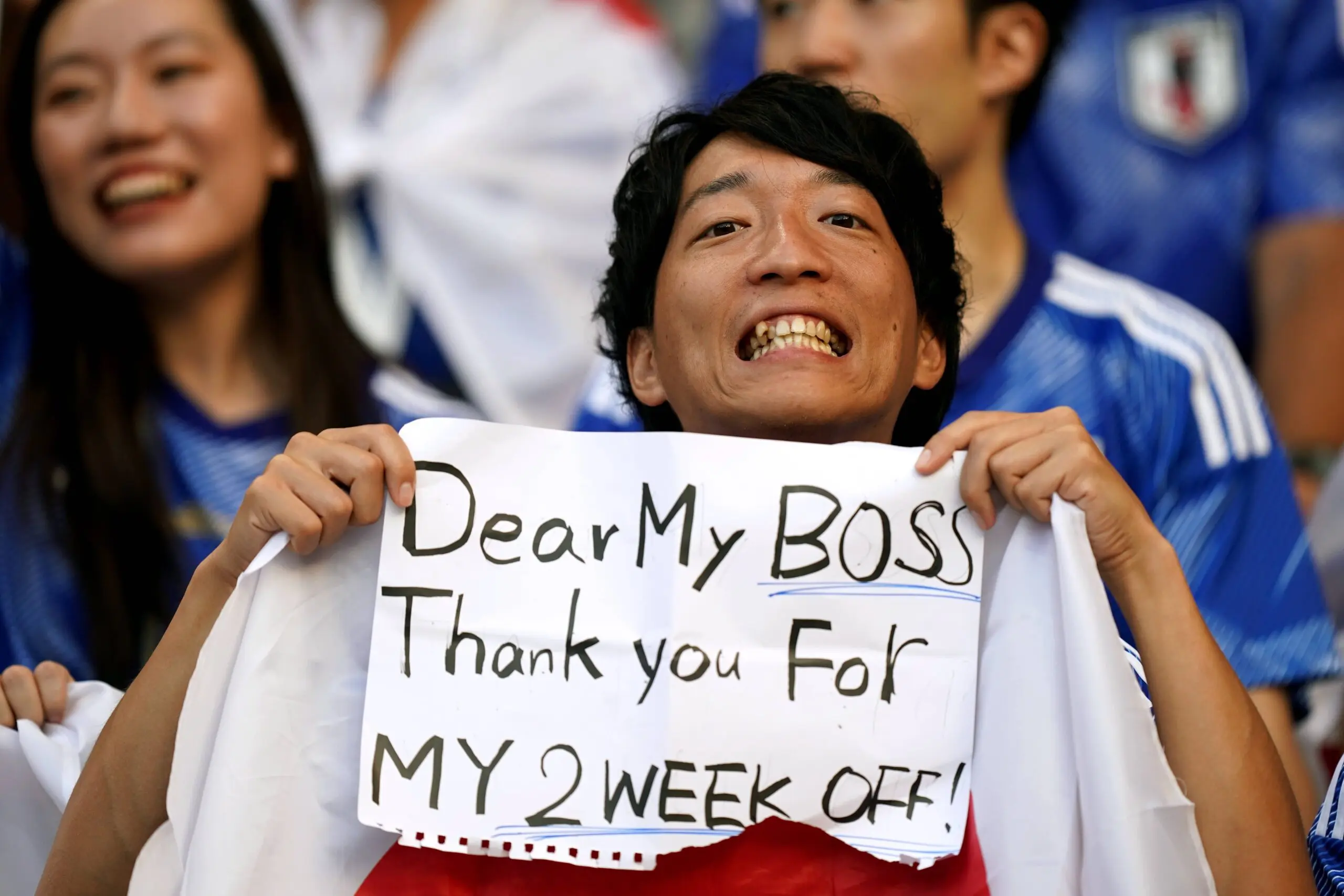 Japanese Football Fan Thanks Boss For Permitting Him Two Weeks Off To Watch FIFA World Cup In Qatar
