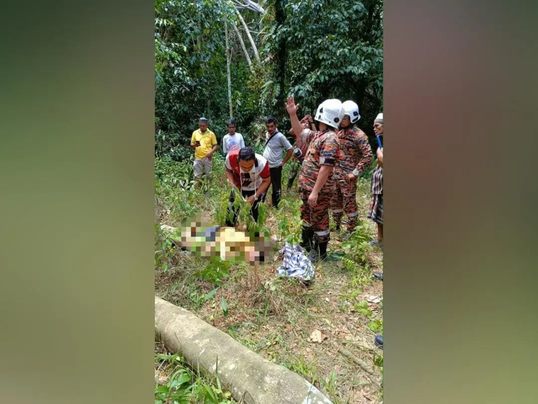 firefighters at the incident area of the deceased