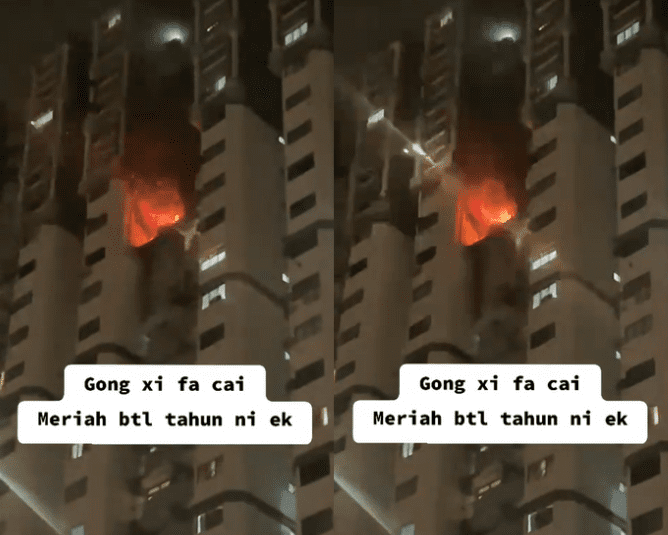 Fireworks shoot out from balcony in KL