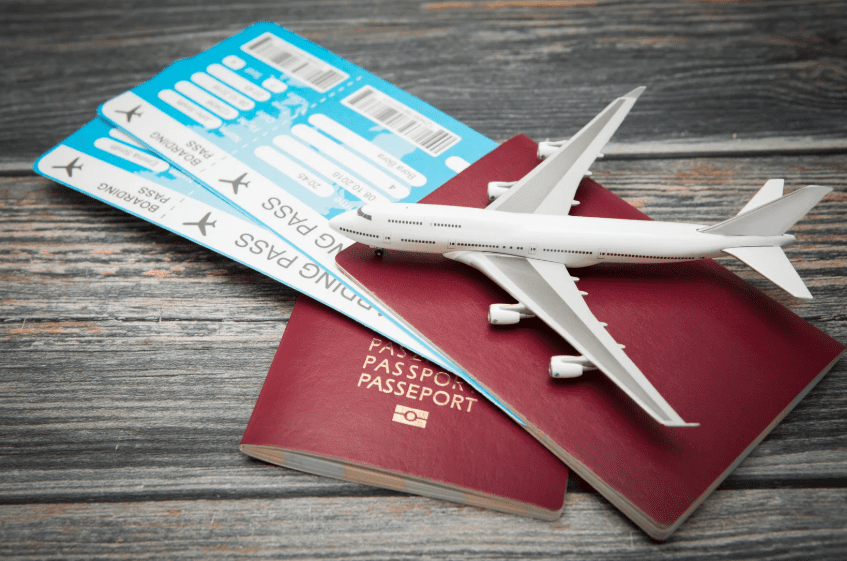 flight ticket and passport