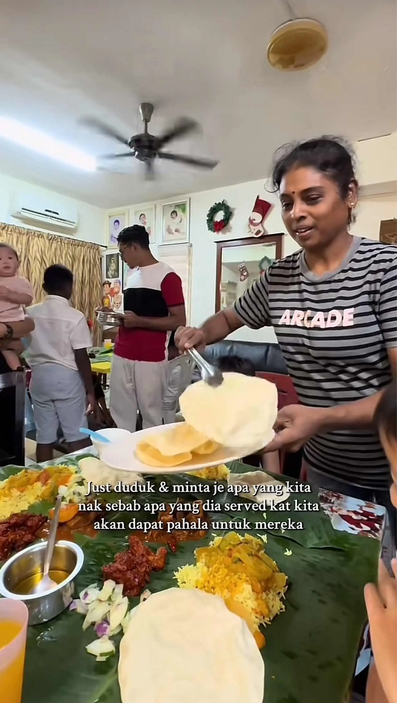 Florence serving food for their guests