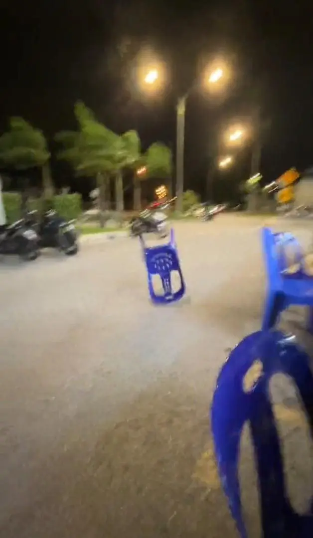 flying chair on road