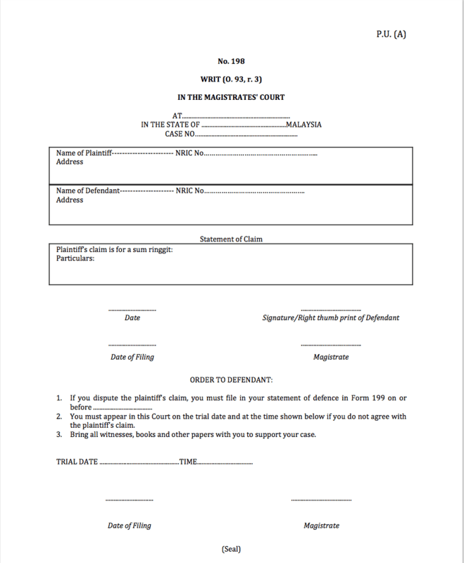 form 198 small claims