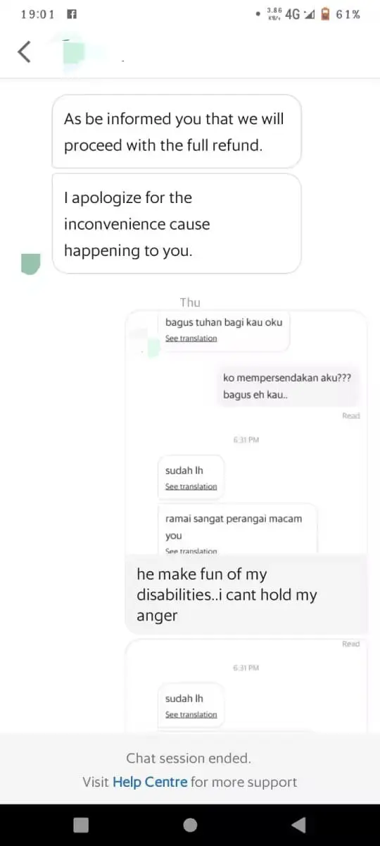 Grab staff apologises