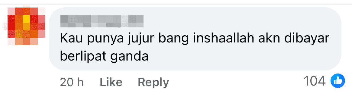 GrabRider Msia receives rm500 fb post comment honesty