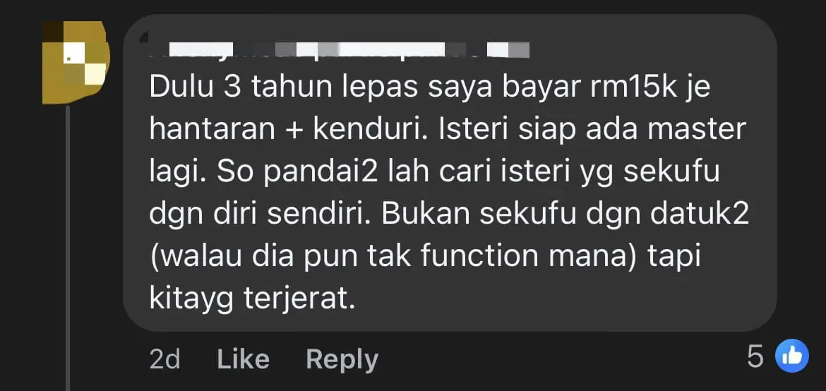 M'sian Man Borrows RM50K To Hold 'Grand' Wedding, Finds Himself 3 Months Behind In Payment comment 3