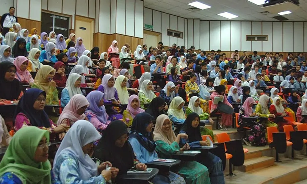 Group of Malay students at a college in Malaysia