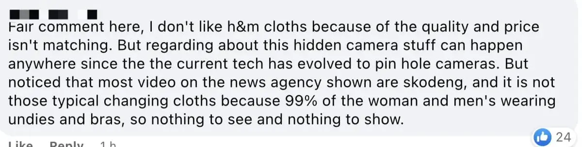 H&M fitting room hidden footage malaysian comment 04